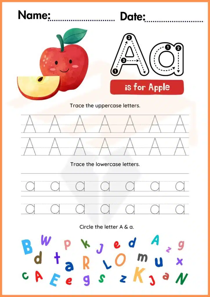 Image showing Letter A worksheets for Kindergarten