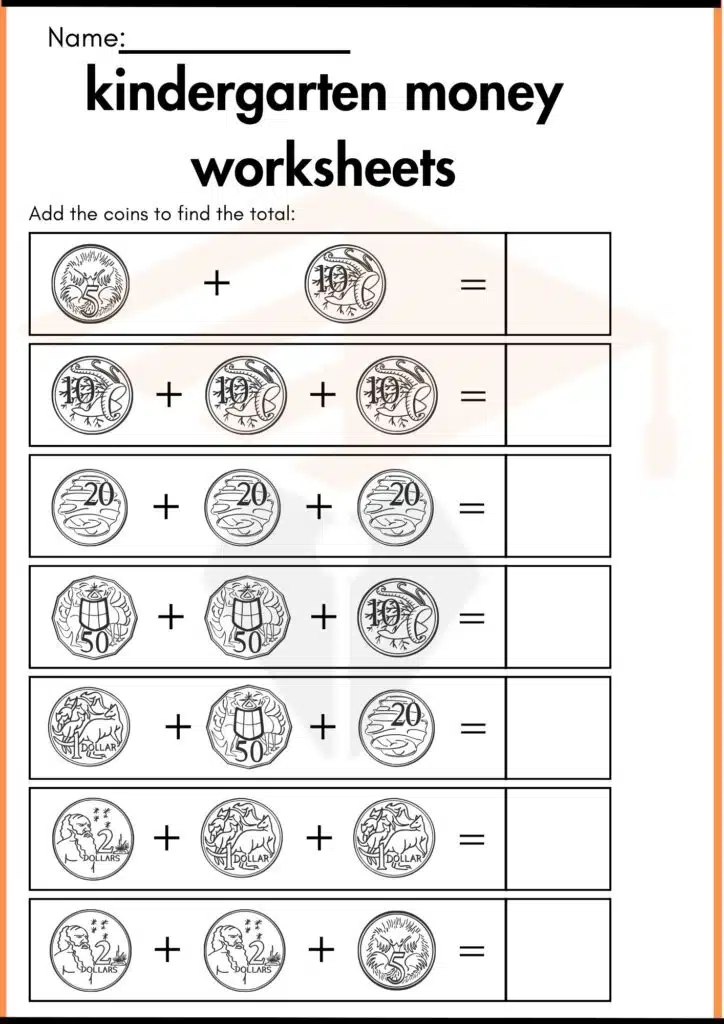 add the total money worksheets 4