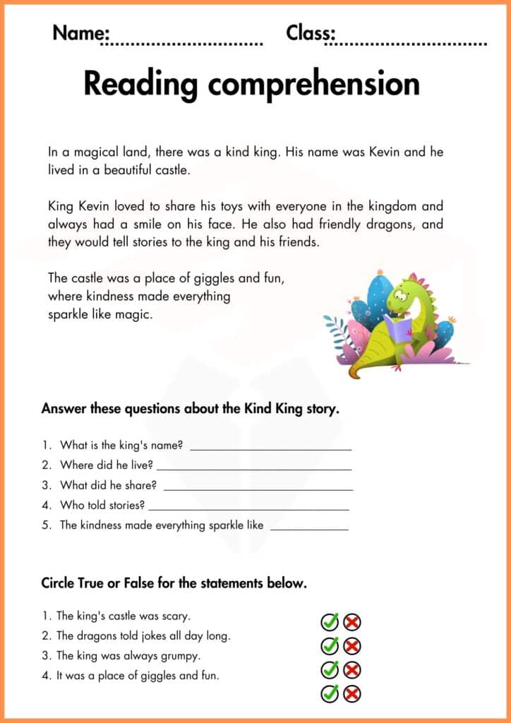 answer and cricle question comprehension worksheets 2