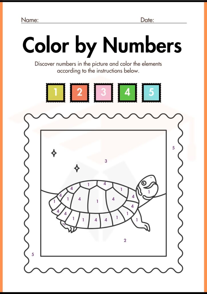 Image showing Color by Numbers worksheets for Kindergarten