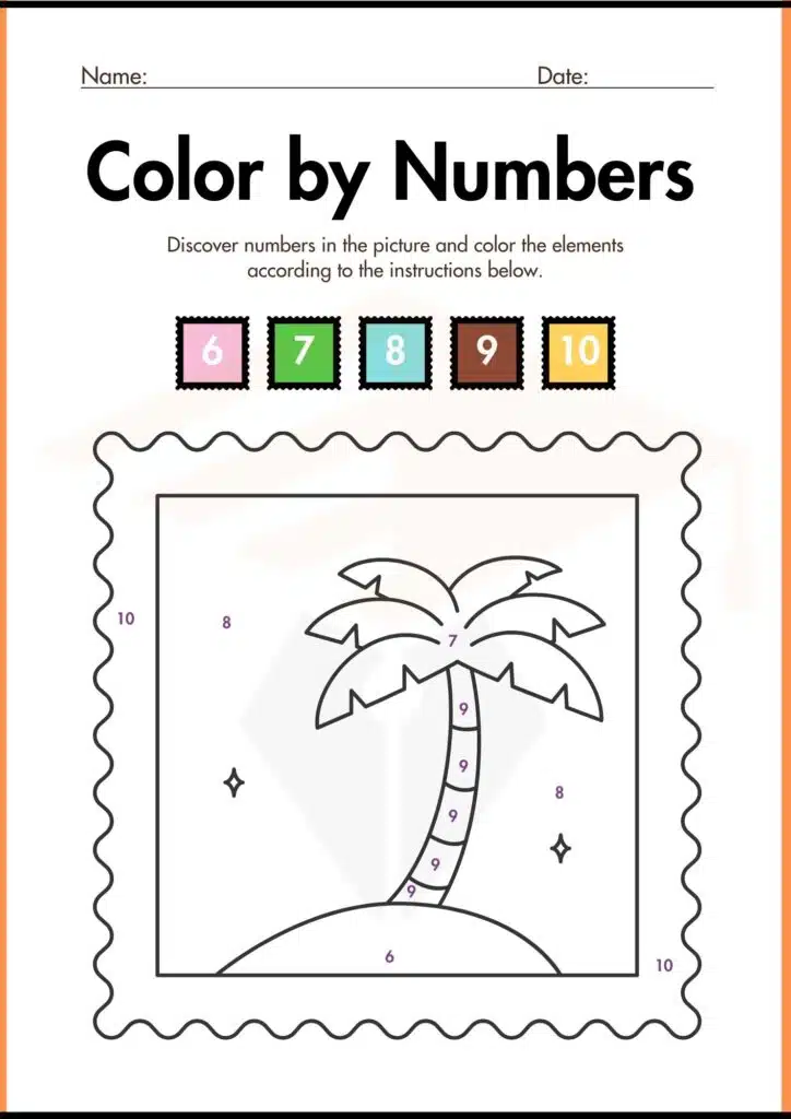 color by number worksheets for kindergarten 4