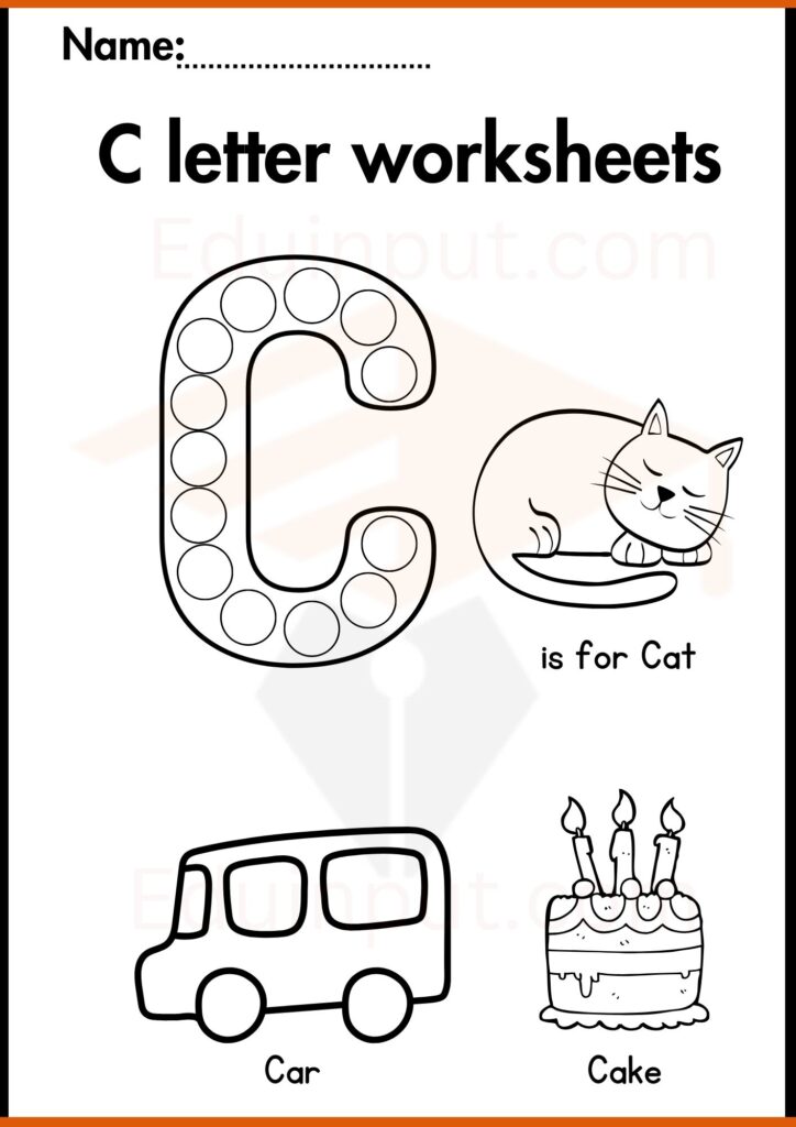 color the c letter worksheeets 2