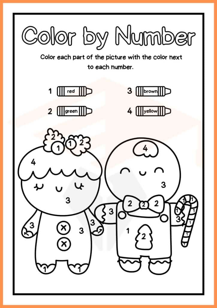 color the number christmas activities worksheets 4
