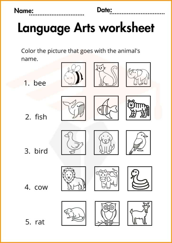 color the picture language art worksheets 3