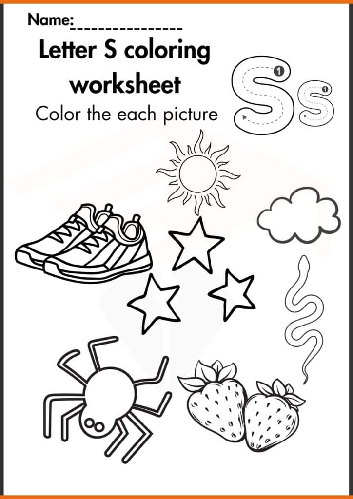 color the s letter worksheets 3