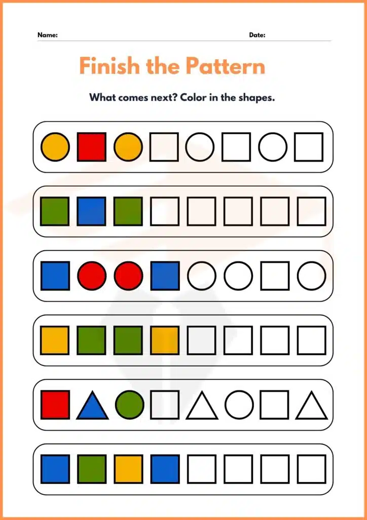Image showing Pattern worksheets for kindergarten