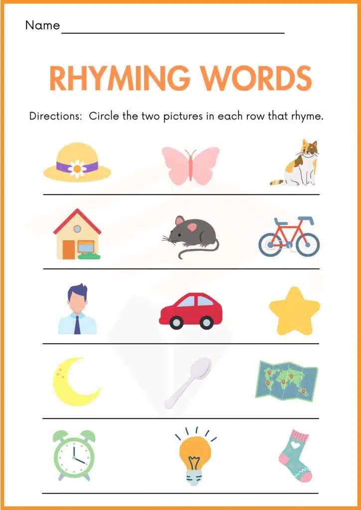 Image showing Rhyming worksheets for kindergarten