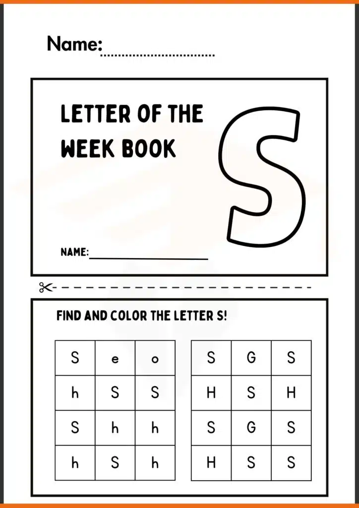 find and color the s letter worksheets 4