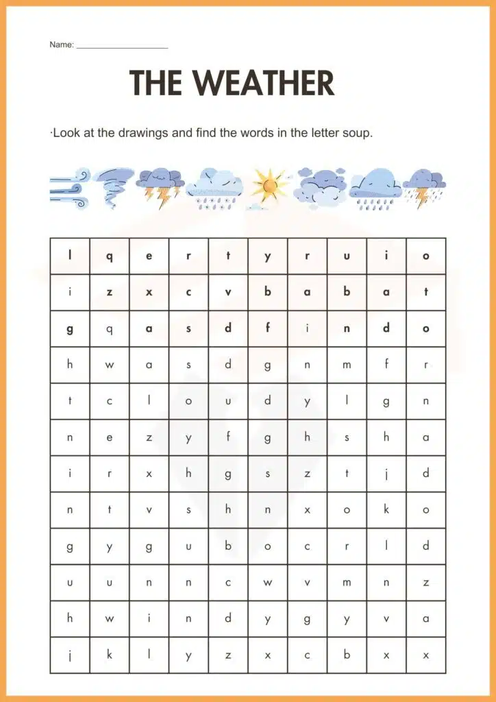 find word the weather worksheets 3