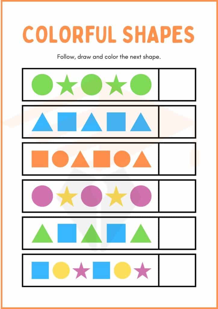 follow draw and color pattern worksheets 3