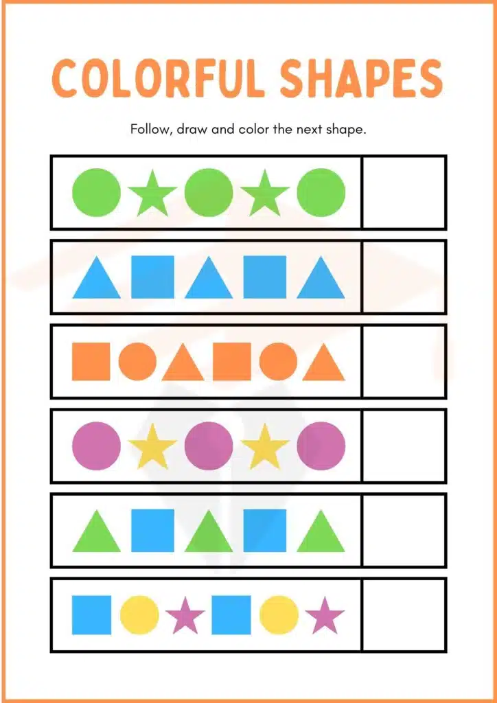 follow draw and color pattern worksheets 3