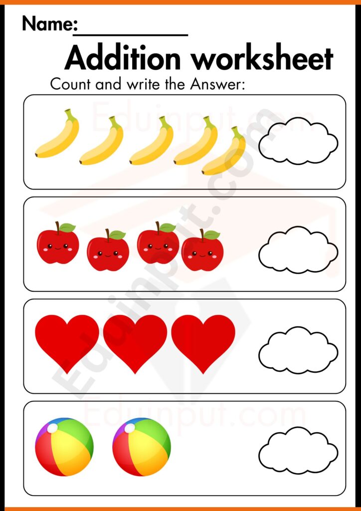 Image showing Picture Addition worksheets  for kindergarten