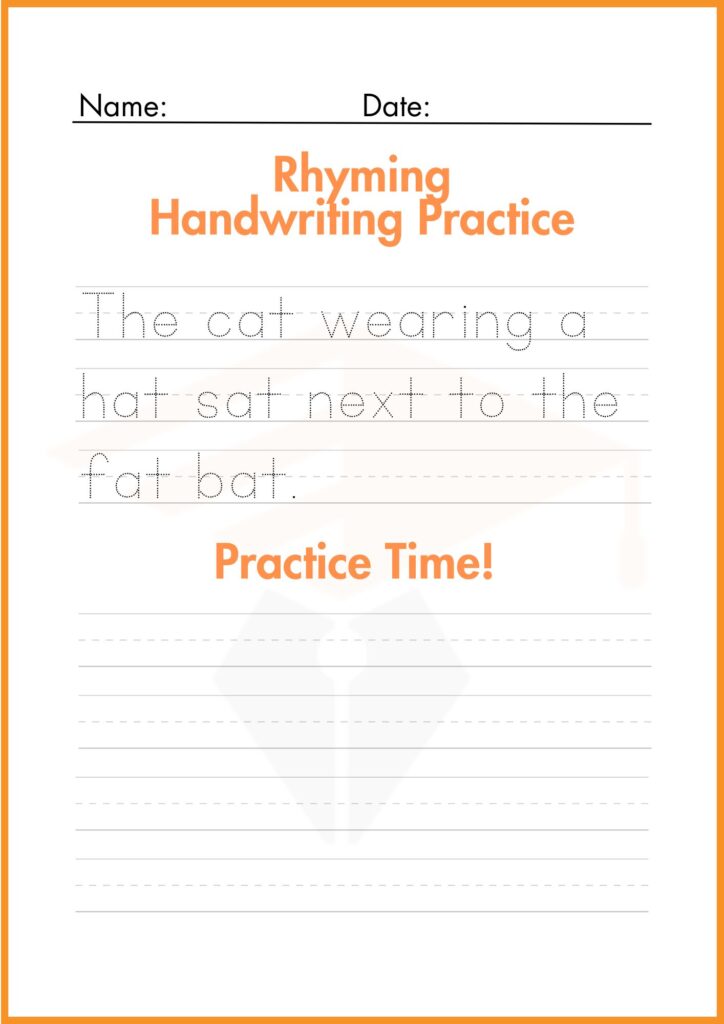 rhyming hand writting practice worksheets 4