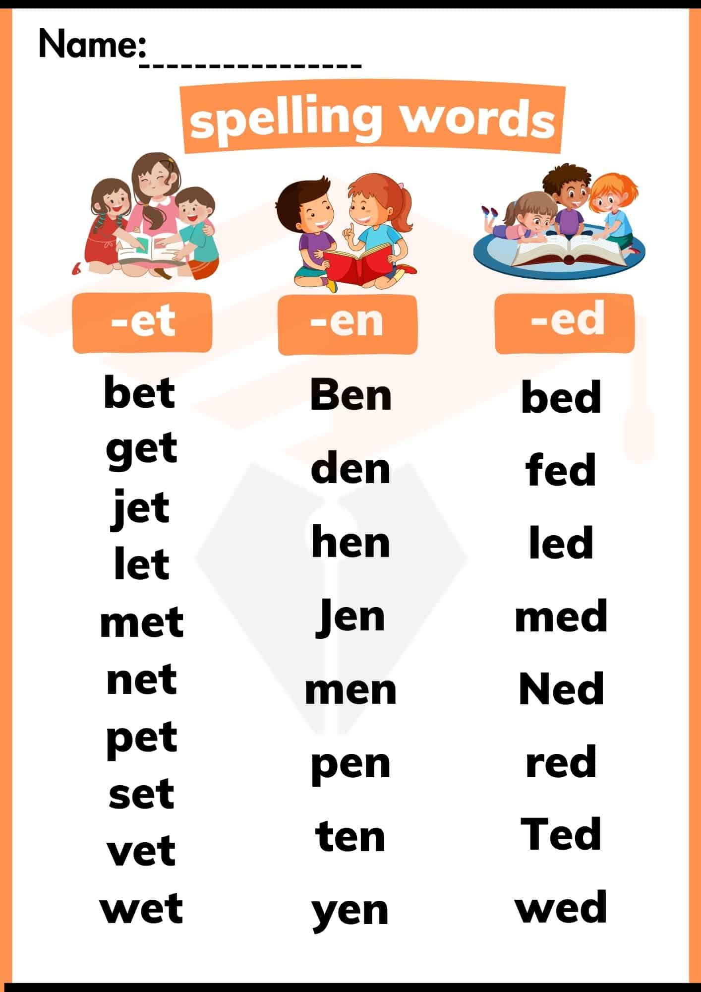 Spelling words worksheets For Kindergarten