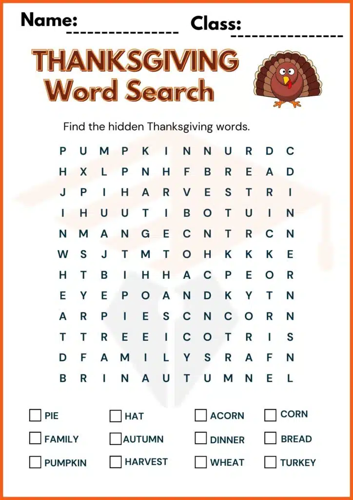 thanks giving word search worksheets 4
