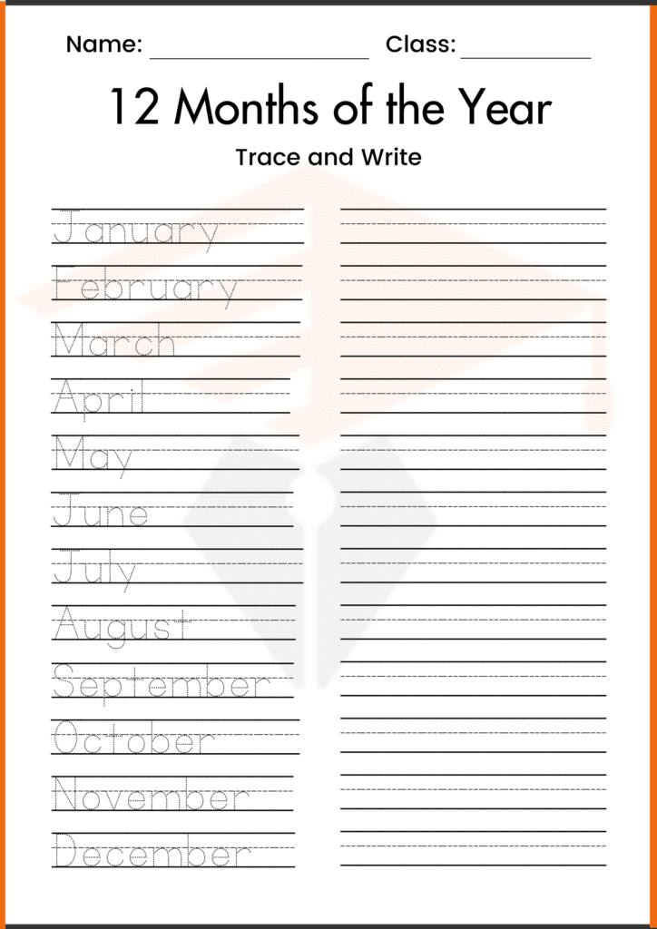 trace and write month of the year worksheets 3