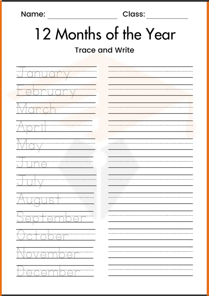 trace and write month of the year worksheets 3