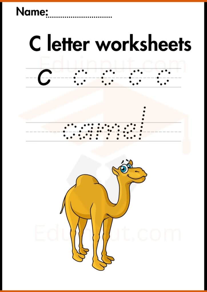 trace the c letter worksheets 3
