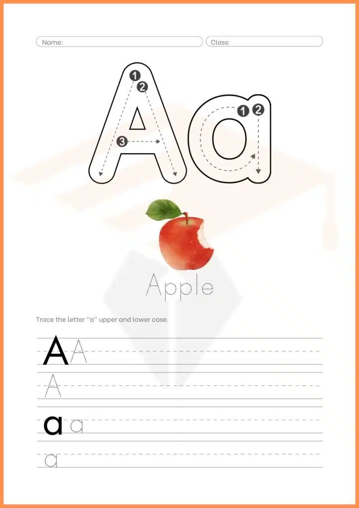 trace the letter a worksheets 2