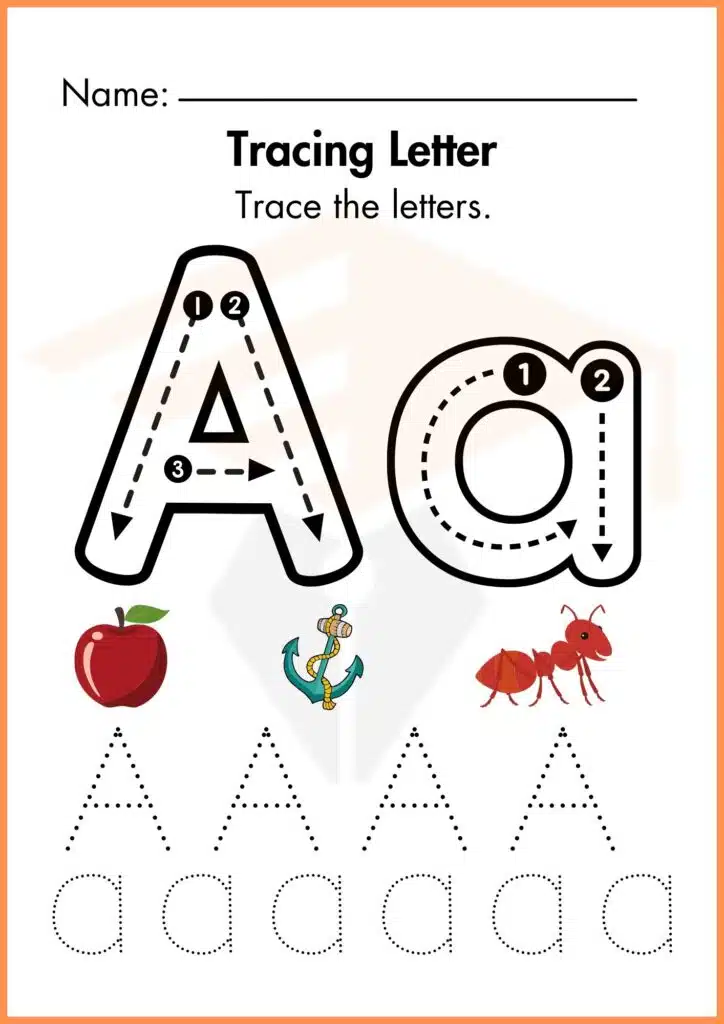 trace the letter a worksheets 4