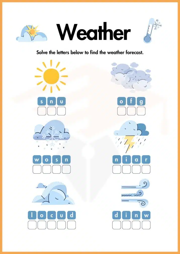 weather worksheets for kindergarten 6