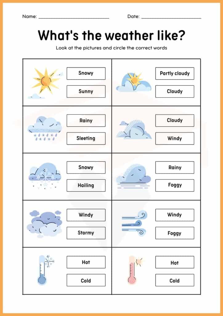 weather worksheets for kindergarten 7