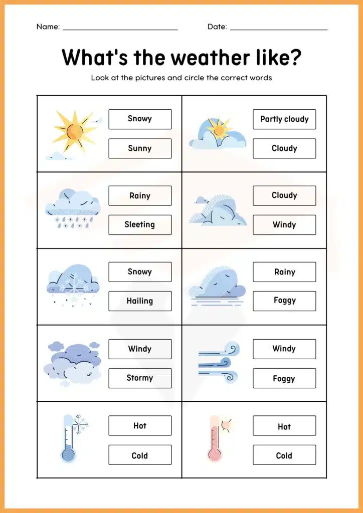 weather worksheets for kindergarten 7