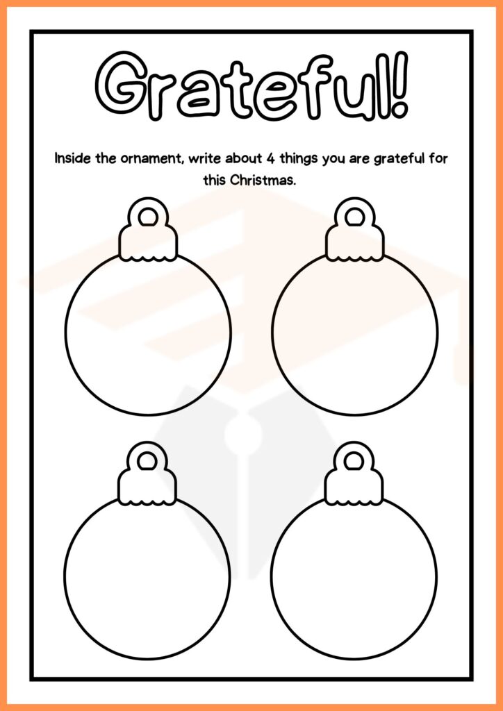 write about four grateful thing christmas activities worksheets 5