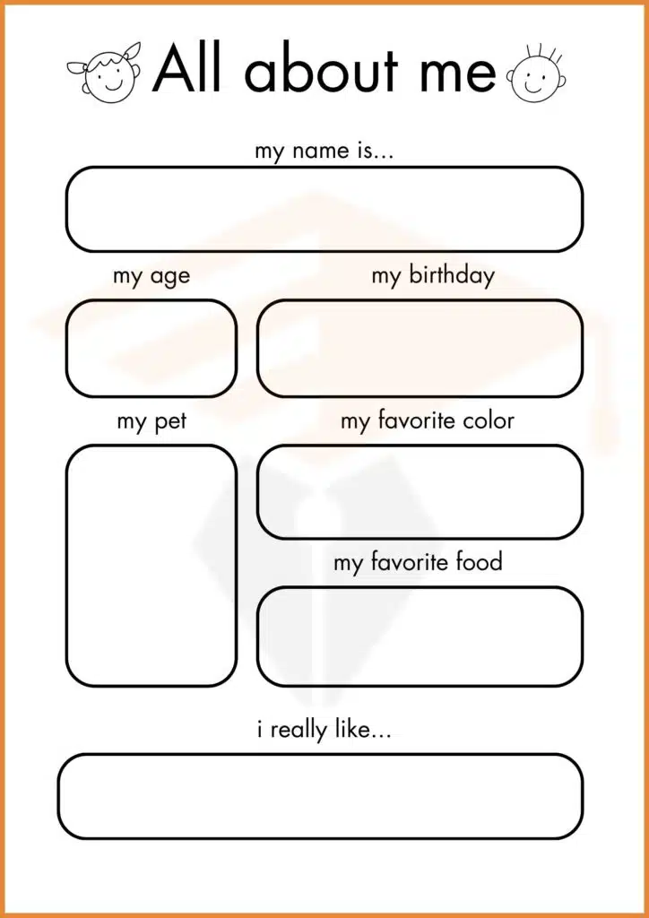 write all about me worksheets 4