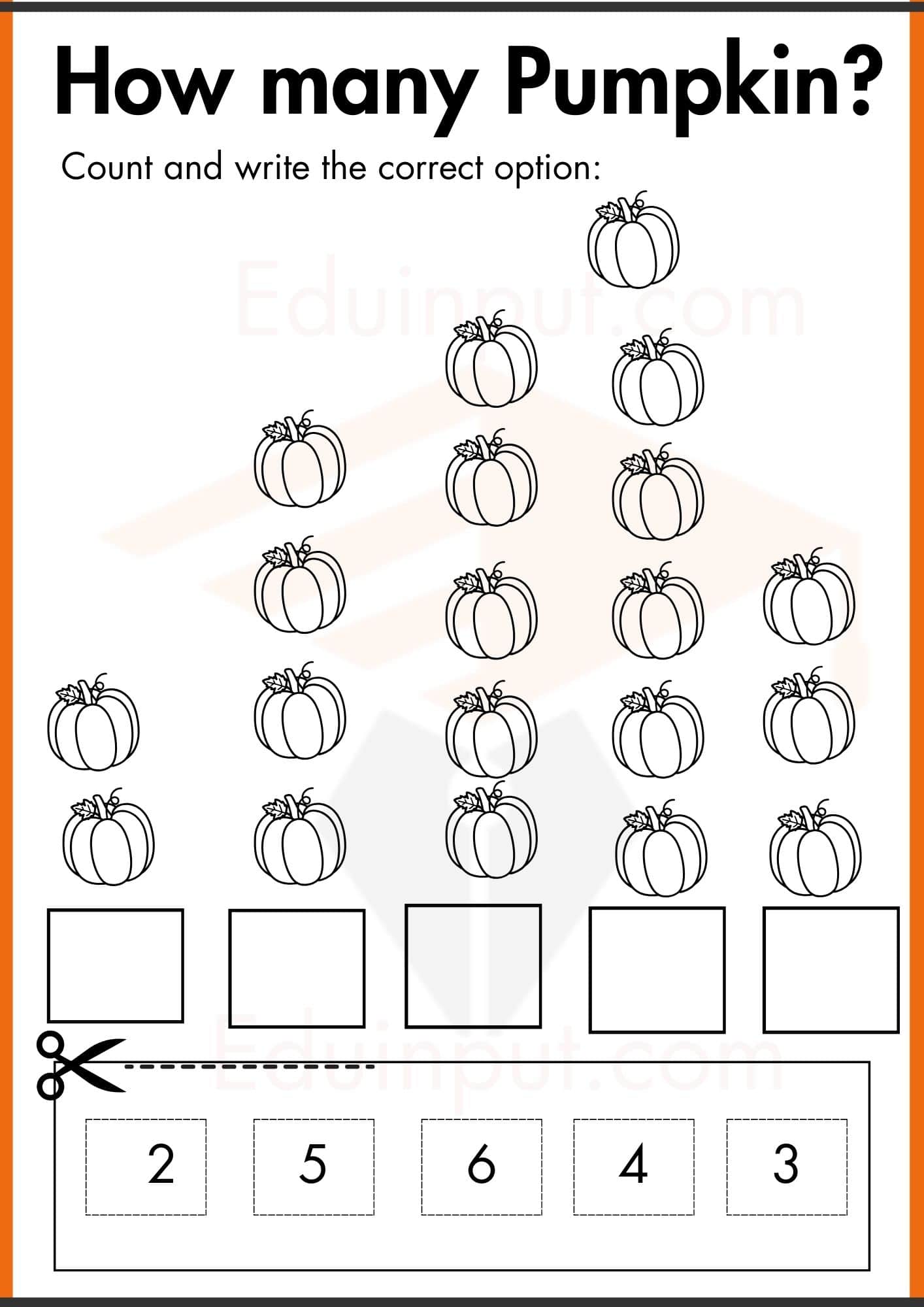 Pumpkin Worksheets for Kindergarten