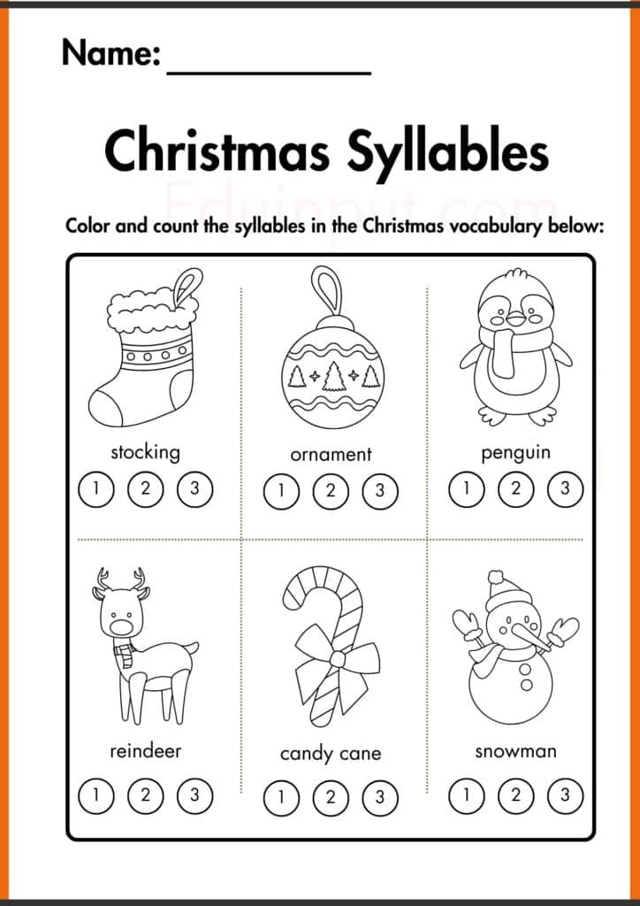 Color and count the syllables syllables worksheet 4