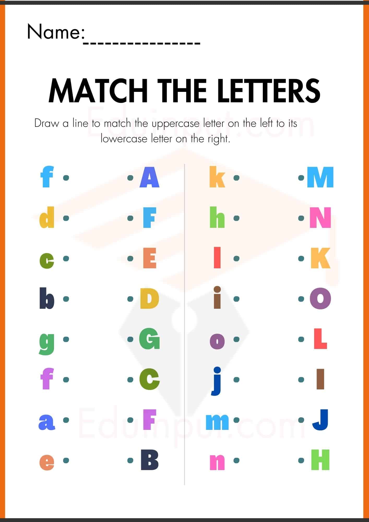 Match the Same Letters Worksheets for Kindergarten