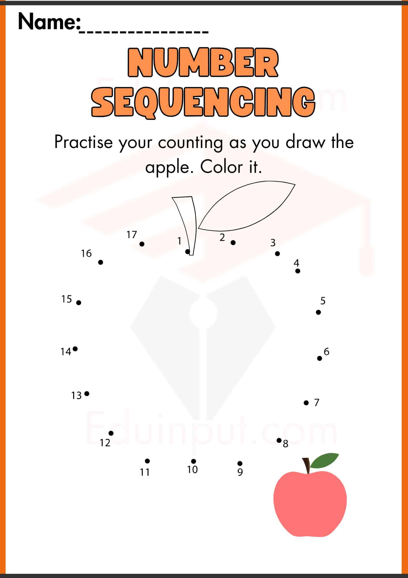 Number Sequencing Worksheet for kindergarten