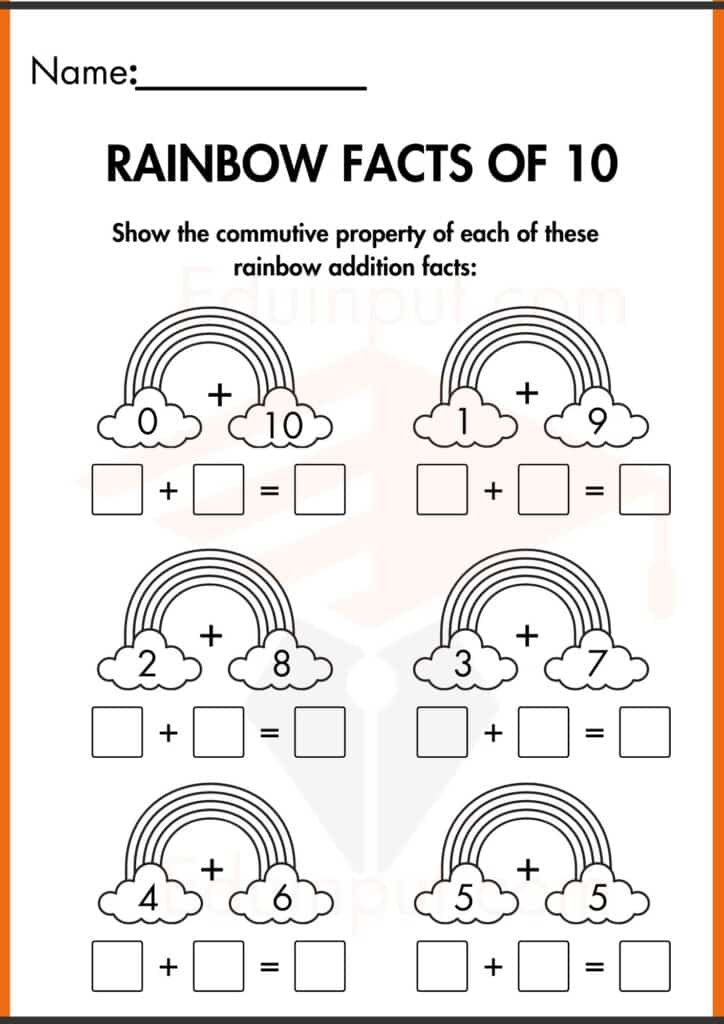 Rainbow Facts of 10 worksheets 4
