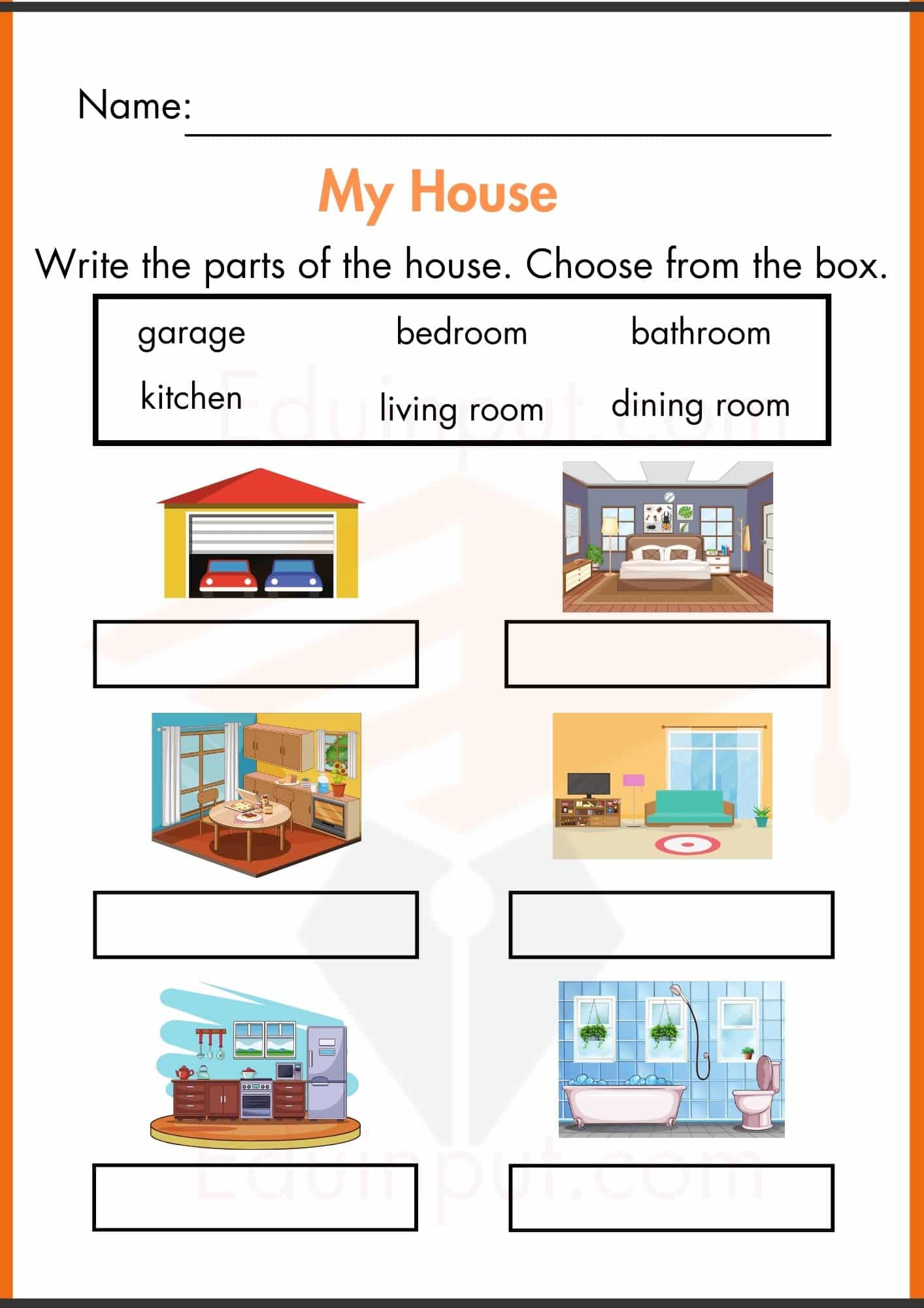 Parts of the House Worksheets for Kindergarten