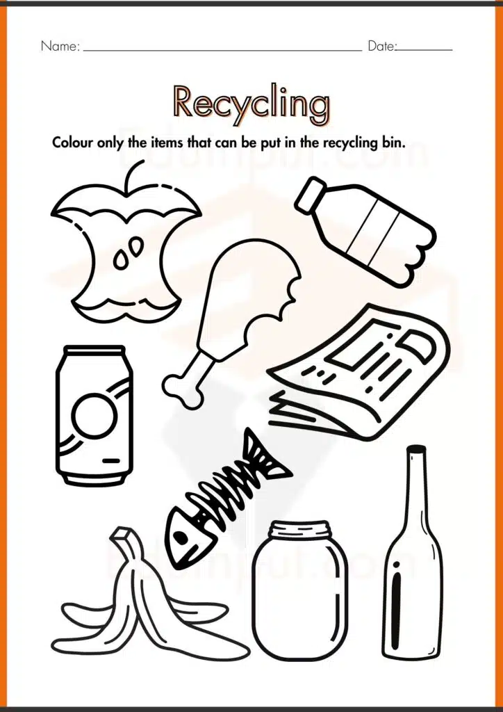 color recycle worksheets 2