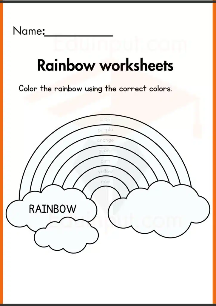 Image showing Rainbow Worksheets for Kindergarten