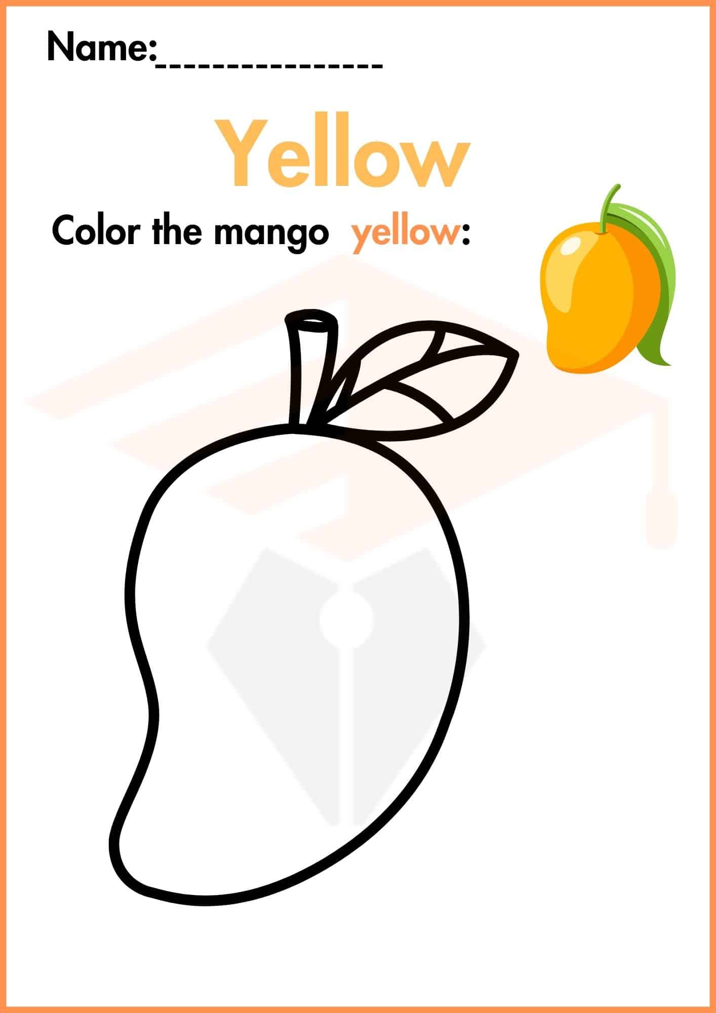 Yellow Worksheets for Kindergarten