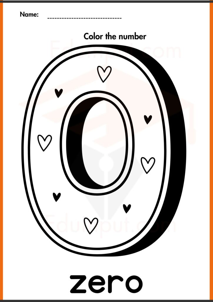 color the zero number worksheets 4