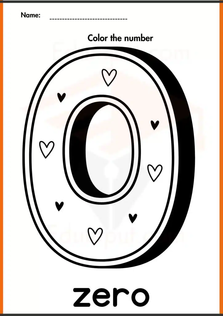 color the zero number worksheets 4