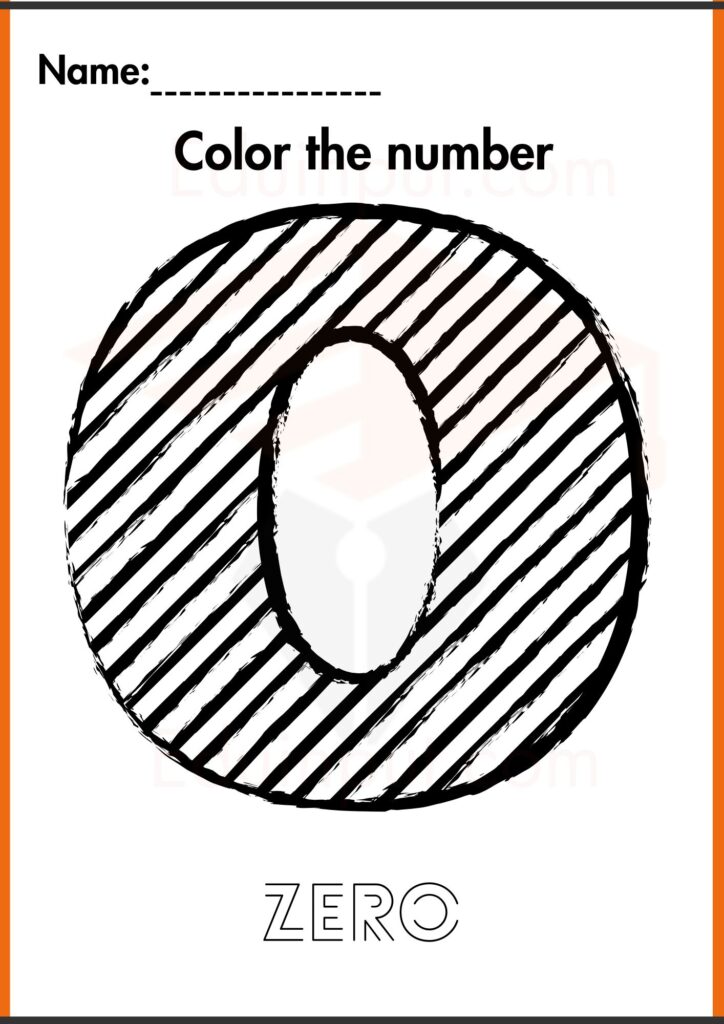 color the zero worksheets 3