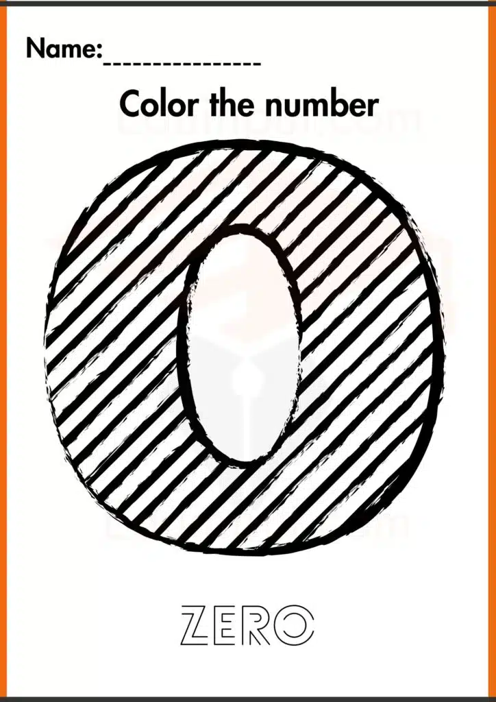 color the zero worksheets 3