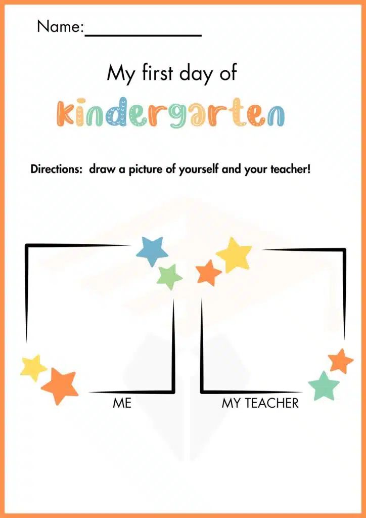Image showing First Day of School Worksheets for Kindergarten