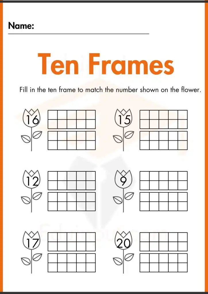 fill and match the ten frame worksheets 3