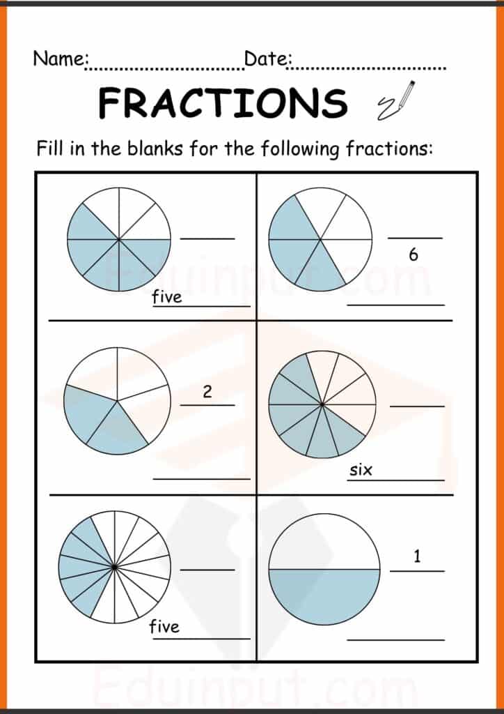 fill in the blanks fraction worksheets 2