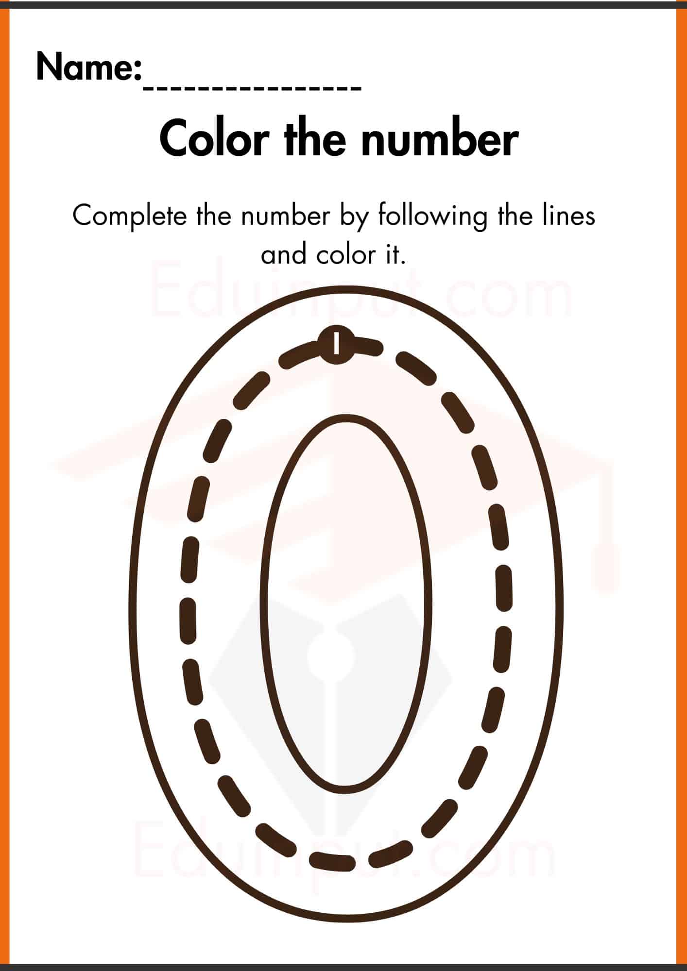 Zero Coloring Worksheets for Kindergarten