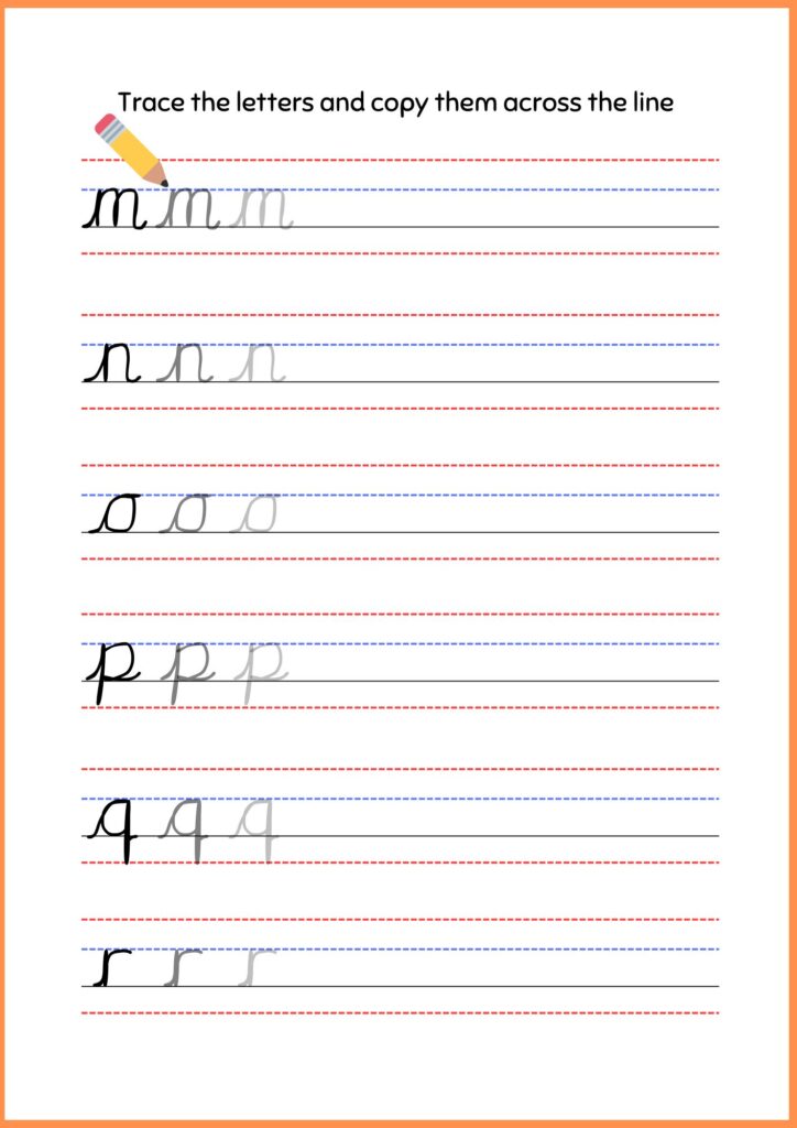 trace the zaner bloser handwriting worksheets 4