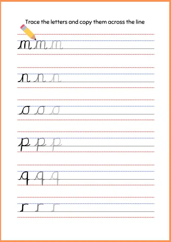 trace the zaner bloser handwriting worksheets 4