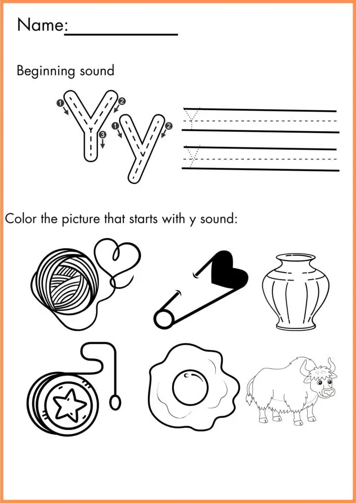Image showing Y Sound Worksheets for Kindergarten