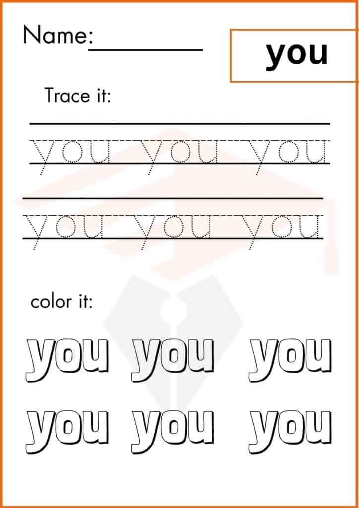 you trace and color worksheets 4